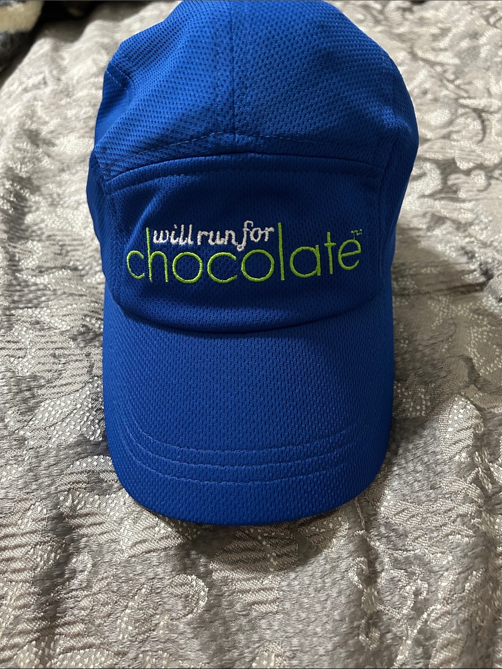 Chocolate Royal Blue Embroidered Mesh Cap